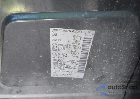 2013 Nissan Pathfinder S z USA, uszkodzony, nr VIN 5N1AR2MM3DC665977